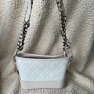 Elegant White Quilted Shoulder Bag